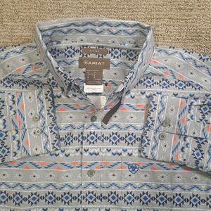 New Ariat Richie Long Sleeve Shirt Fitted Mens MediumSouthwest Print